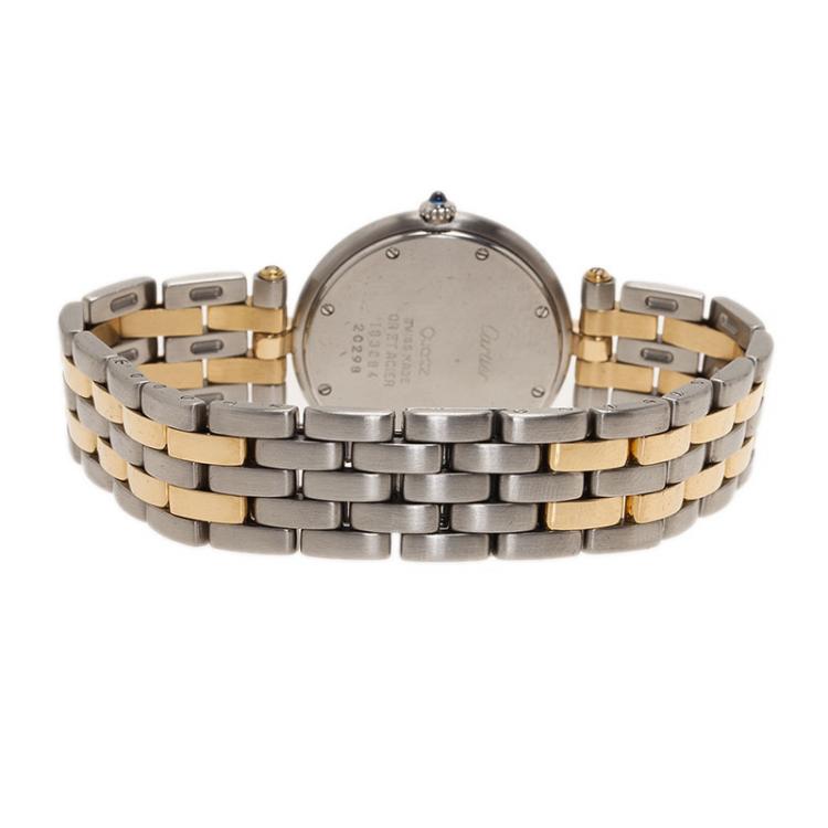 Pre Owned Cartier Ivory Stainless Steel and Yellow Gold Panthere Women's Wristwatch 30MM