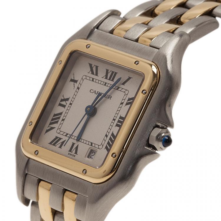 مملوكة مسبقًا Cartier Tank Stainless Steel 18 K Yellow Gold Women's Wristwatch 27 MM