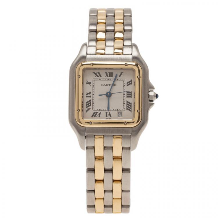مملوكة مسبقًا Cartier Tank Stainless Steel 18 K Yellow Gold Women's Wristwatch 27 MM
