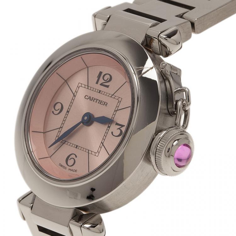 مملوكة مسبقًا Cartier Pink Stainless Steel Miss Pasha Women's Wristwatch 27MM