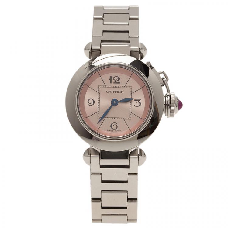 مملوكة مسبقًا Cartier Pink Stainless Steel Miss Pasha Women's Wristwatch 27MM