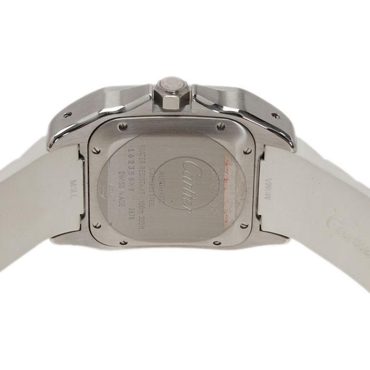 مملوكة مسبقًا Cartier White Stainless Steel Santos 100 Women's Wristwatch 32MM
