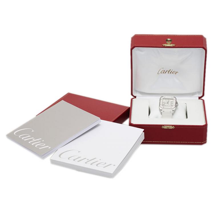 مملوكة مسبقًا Cartier White Stainless Steel Santos 100 Women's Wristwatch 32MM