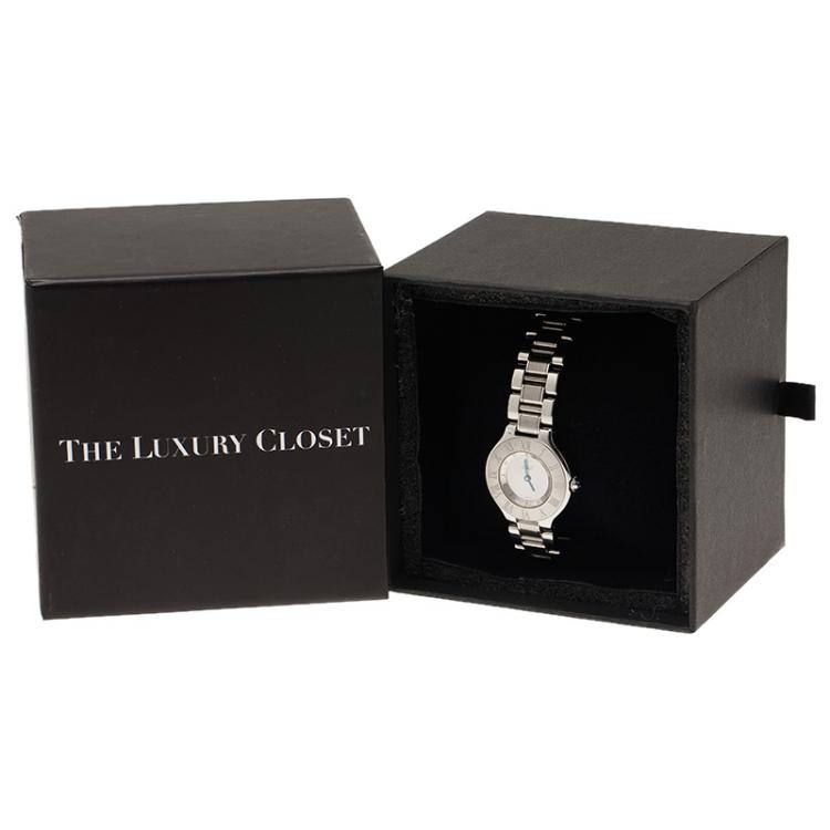 مملوكة مسبقًا Cartier Silver Stainless Steel Must 21 Women's Wristwatch 30MM
