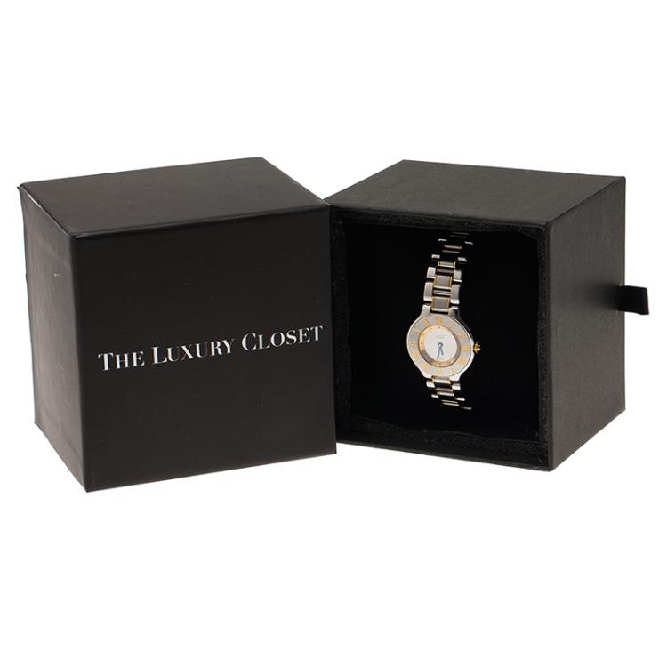 Pre Owned Cartier Silver Gold-Plated Stainless Steel Must 21 Women's Wristwatch 30MM