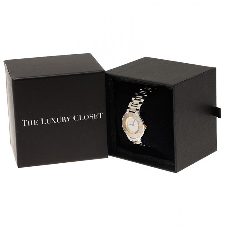 مملوكة مسبقًا Cartier Silver Gold-Plated Stainless Steel Must 21 Women's Wristwatch 33MM