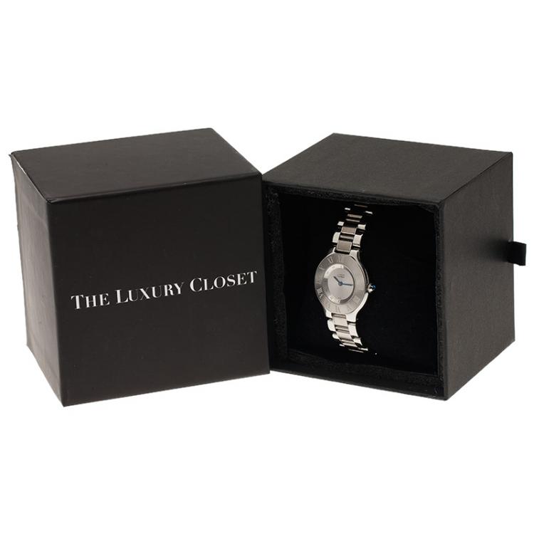 Pre Owned Cartier Silver Stainless Steel Must 21 Women's Wristwatch 33MM