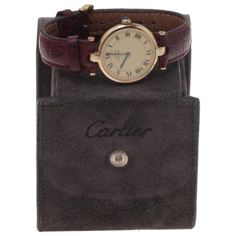 Pre Owned Cartier Beige Gold-Plated Silver Vermeil Women's Wristwatch 30MM