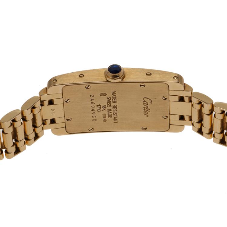 Pre Owned Cartier Cream 18K Yellow Gold Tank Americaine Women's Wristwatch 19MM
