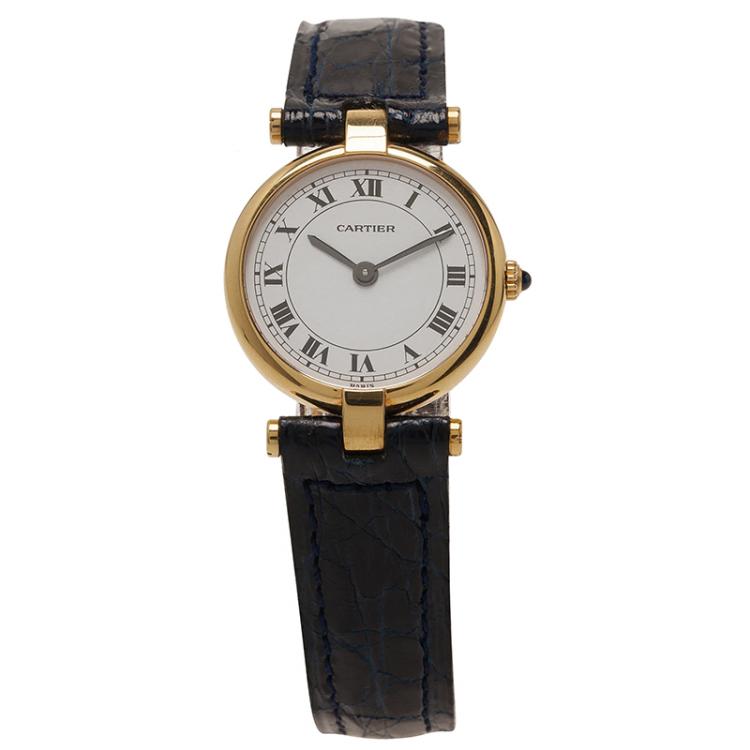 مملوكة مسبقًا Cartier White 18K Yellow Gold Vendome Women's Wristwatch 24MM