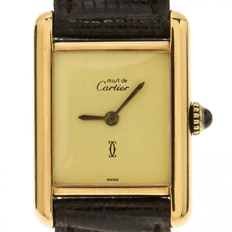 Pre Owned Cartier Cream Gold-Plated Silver Must De Vintage Women's Wristwatch 20MM