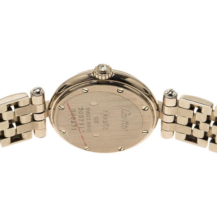 Pre Owned Cartier Diamond 18K White Gold Panthere Women's Wristwatch 24MM