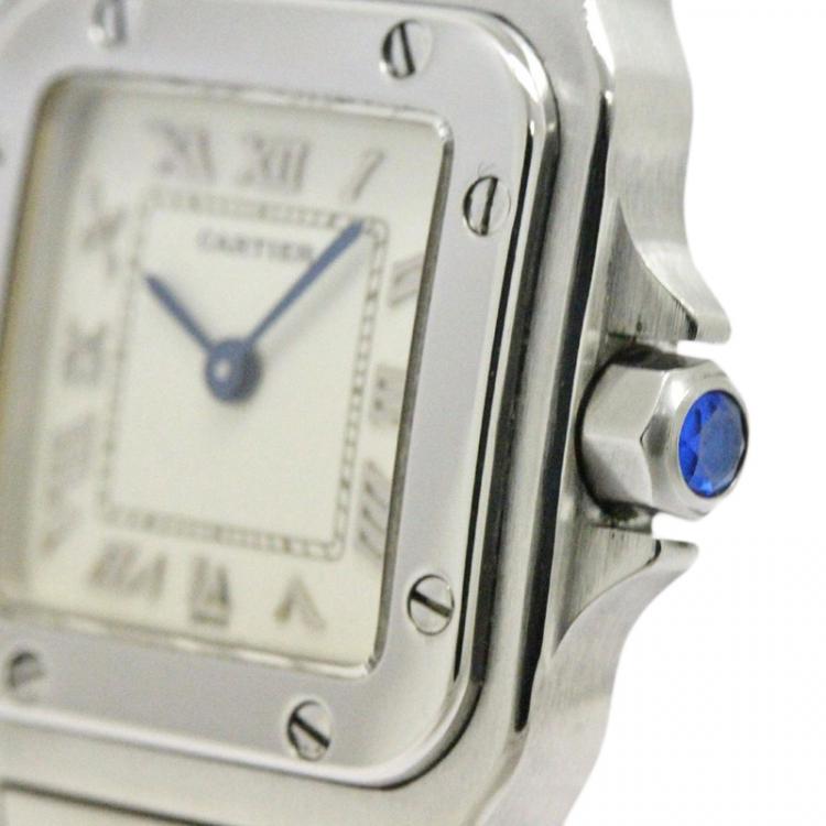 Pre Owned Cartier Ivory Stainless Steel Santos Galbee Women's Wristwatch 29MM
