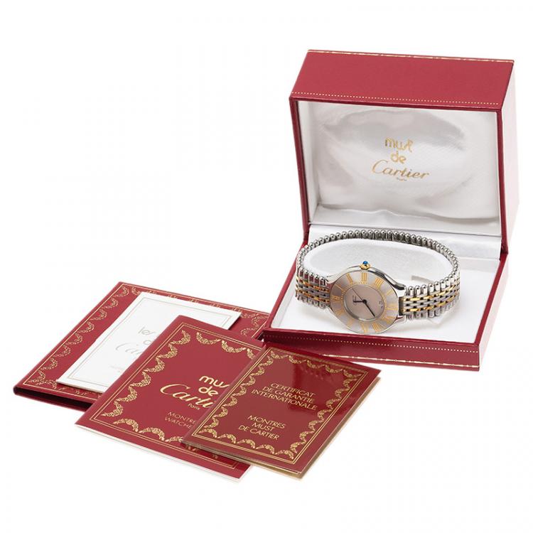 Pre Owned Cartier Ivory Stainless Steel Must 21 Women's Wristwatch 33MM