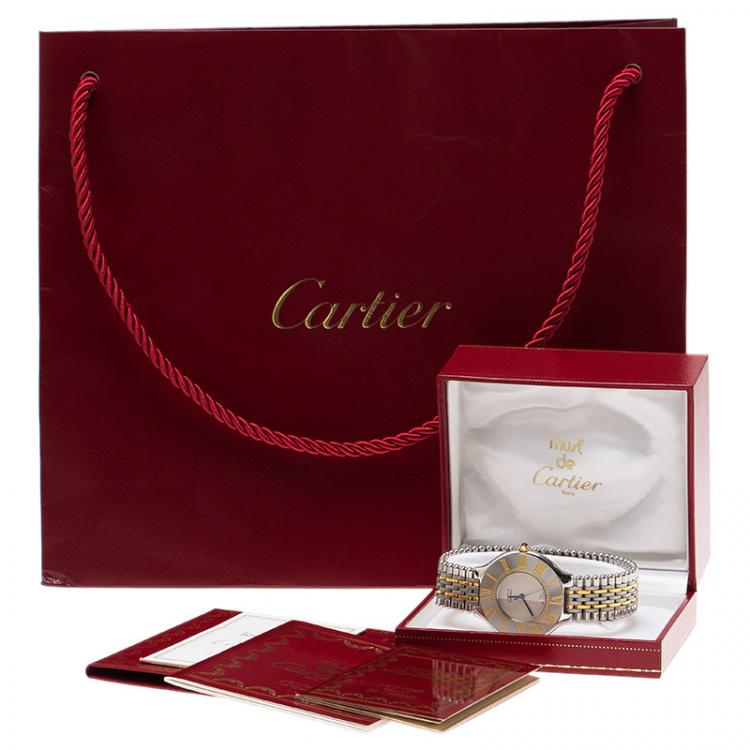 Pre Owned Cartier Ivory Stainless Steel Must 21 Women's Wristwatch 33MM