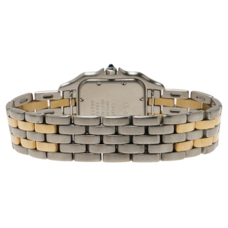 Pre Owned Cartier Ivory 18K Yellow Gold and Stainless Steel Tank Women's Wristwatch 27MM