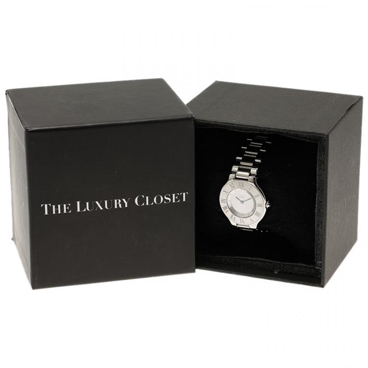 مملوكة مسبقًا Cartier Silver Stainless Steel Must 21 Women's Wristwatch 30MM