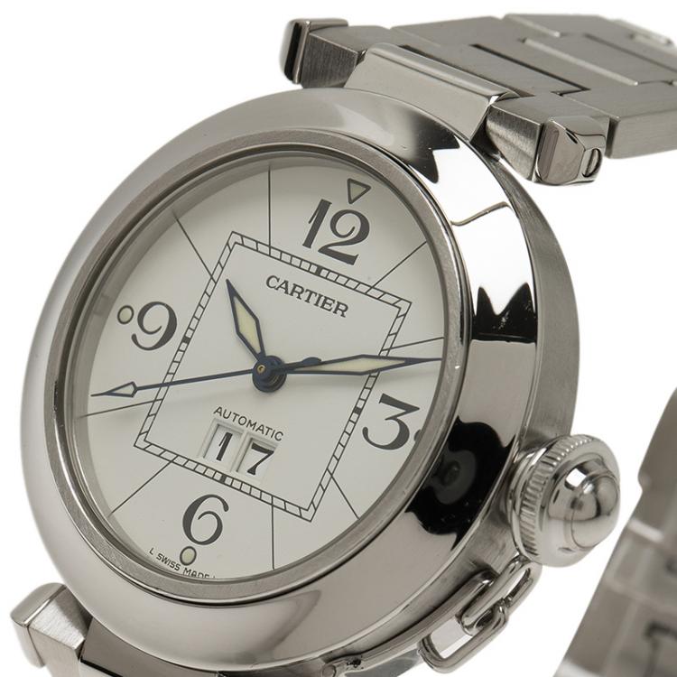 Pre Owned Cartier White Stainless Steel Pasha C Unisex Wristwatch 36MM