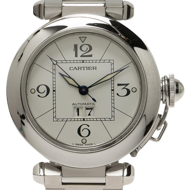 Pre Owned Cartier White Stainless Steel Pasha C Unisex Wristwatch 36MM