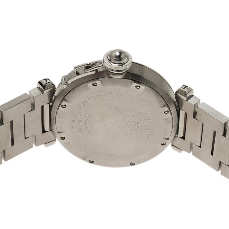 Pre Owned Cartier White Stainless Steel Pasha C Unisex Wristwatch 36MM