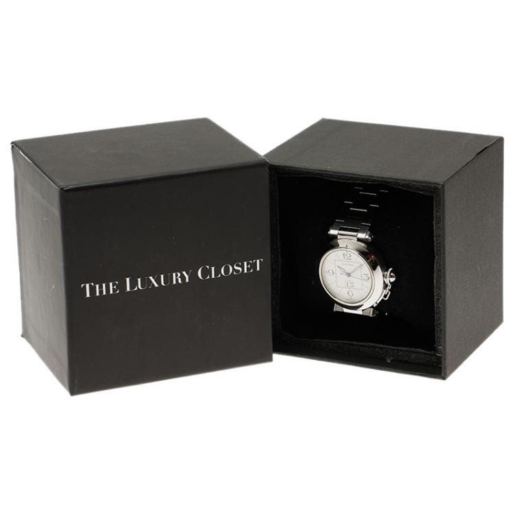 Pre Owned Cartier White Stainless Steel Pasha C Unisex Wristwatch 36MM