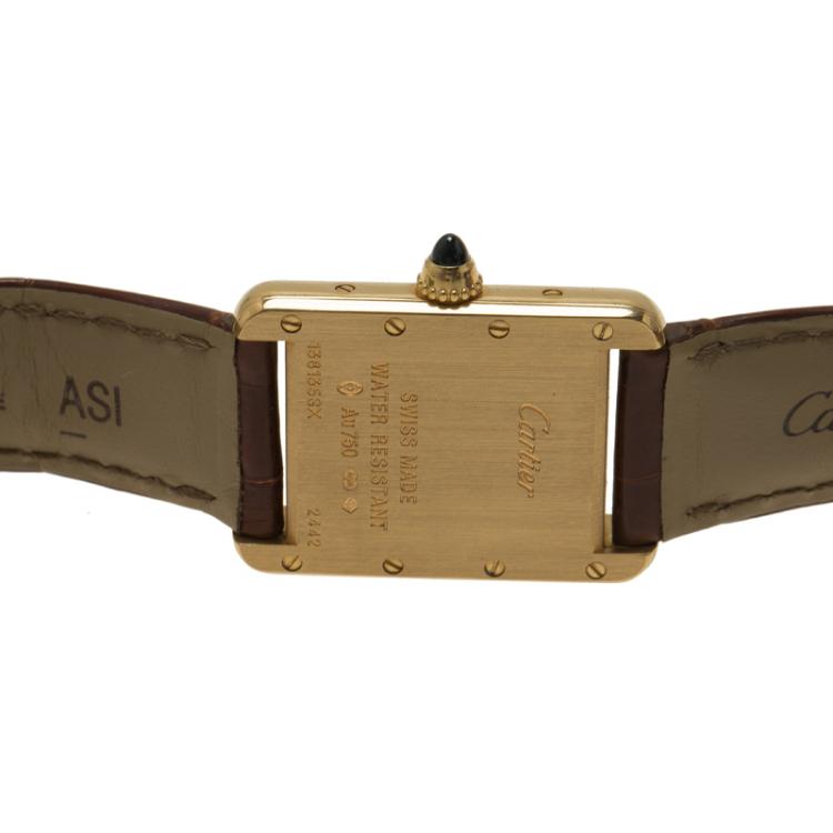 Pre Owned Cartier White 18K Gold Tank Anglaise Women's Wristwatch 23MM