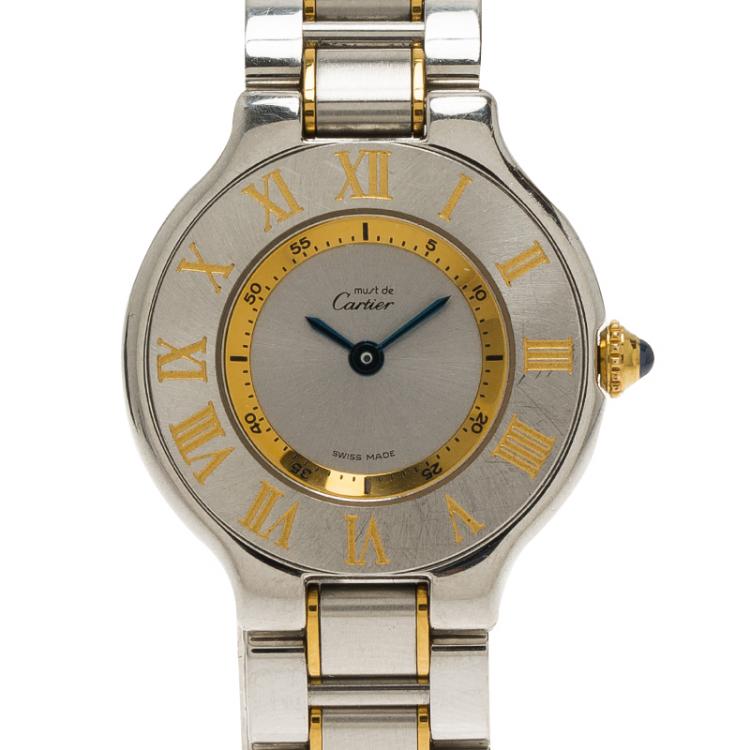 Pre Owned Cartier Silver Stainless Steel Must 21 Women's Wristwatch 28MM