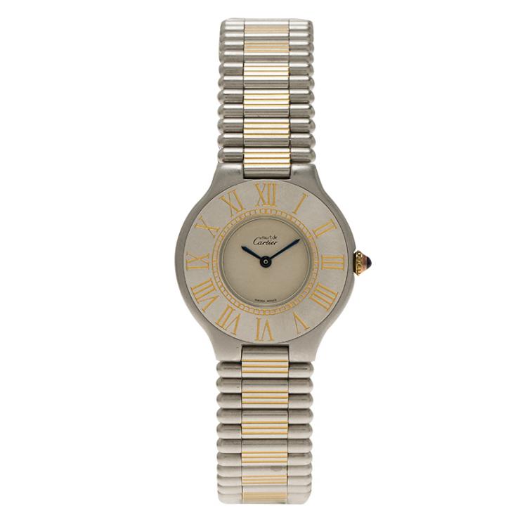 مملوكة مسبقًا Cartier Ivory Stainless Steel Must 21 Women's Wristwatch 30MM