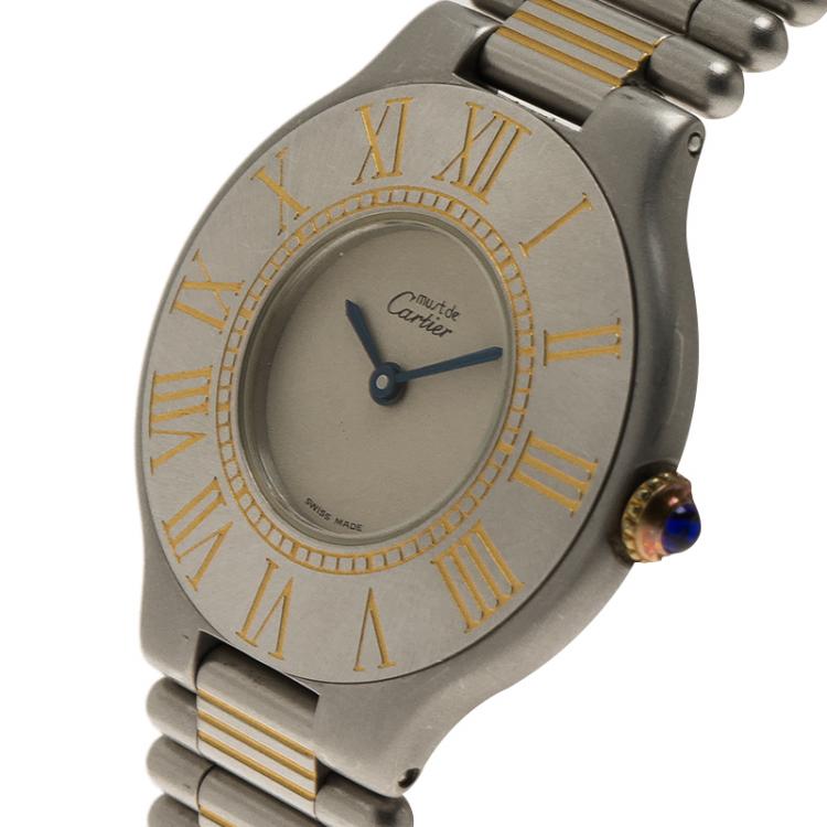 مملوكة مسبقًا Cartier Ivory Stainless Steel Must 21 Women's Wristwatch 30MM