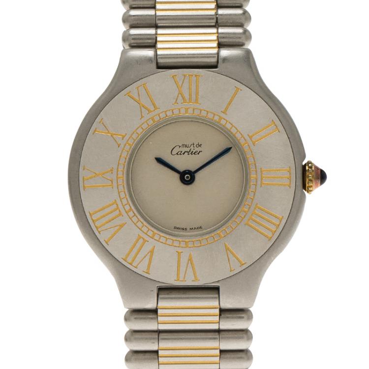 مملوكة مسبقًا Cartier Ivory Stainless Steel Must 21 Women's Wristwatch 30MM