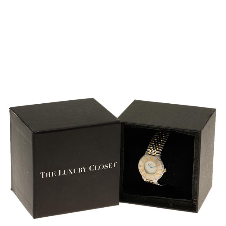 Pre Owned Cartier Ivory Stainless Steel Must 21 Women's Wristwatch 31MM