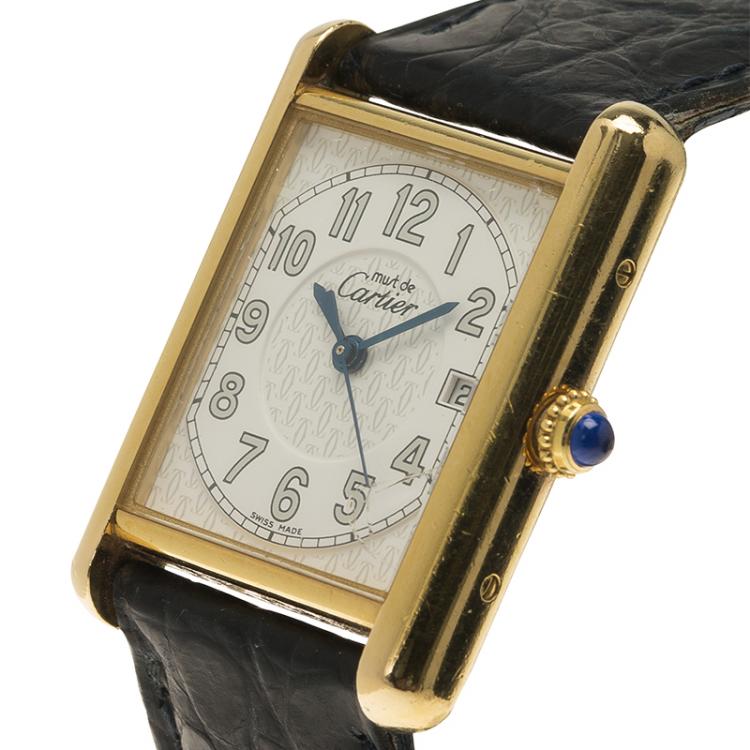 Pre Owned Cartier White Gold-Plated Silver Must De Vintage Women's Wristwatch 25MM