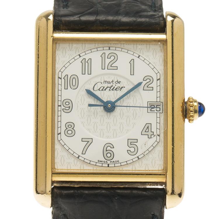 Pre Owned Cartier White Gold-Plated Silver Must De Vintage Women's Wristwatch 25MM