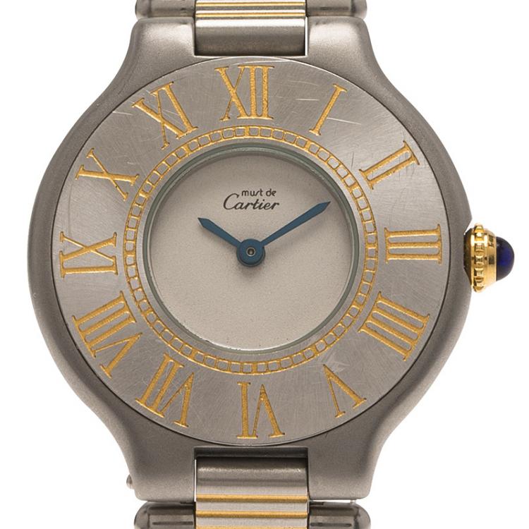 Pre Owned Cartier Ivory Stainless Steel Must 21 Women's Wristwatch 28MM