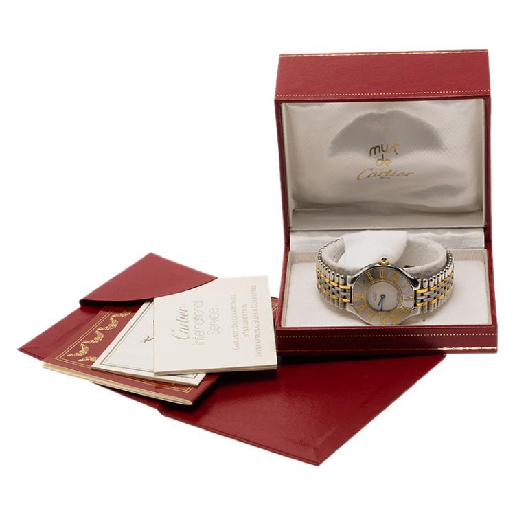 Pre Owned Cartier Cream Stainless Steel Must 21 Women's Wristwatch 31MM