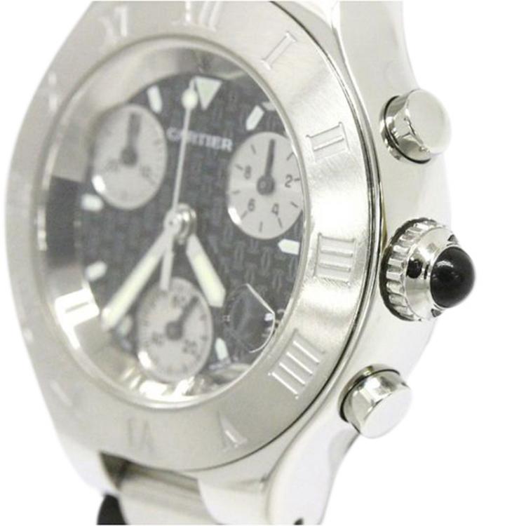 Pre Owned Cartier Black Stainless Steel Must 21 Women's Wristwatch 32MM