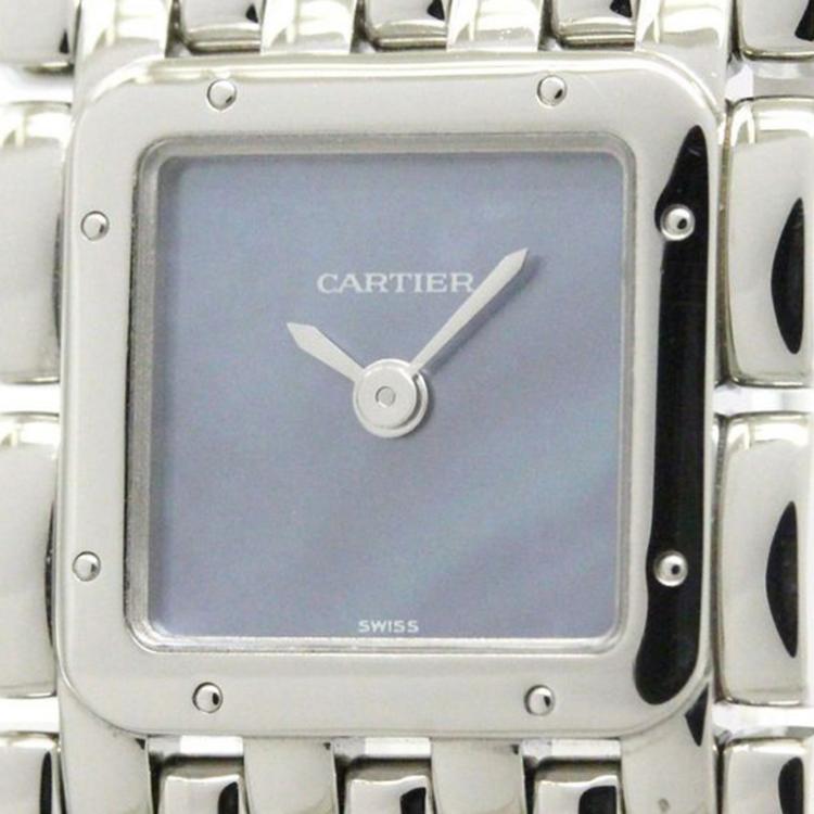 Pre Owned Cartier Blue Mother of Pearl Stainless Steel Panthere Women's Wristwatch 21MM