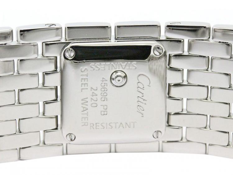 Pre Owned Cartier Blue Mother of Pearl Stainless Steel Panthere Women's Wristwatch 21MM