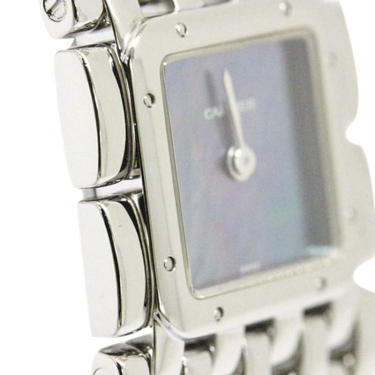 مملوكة مسبقًا Cartier Blue Mother of Pearl Stainless Steel Panthere Women's Wristwatch 21MM