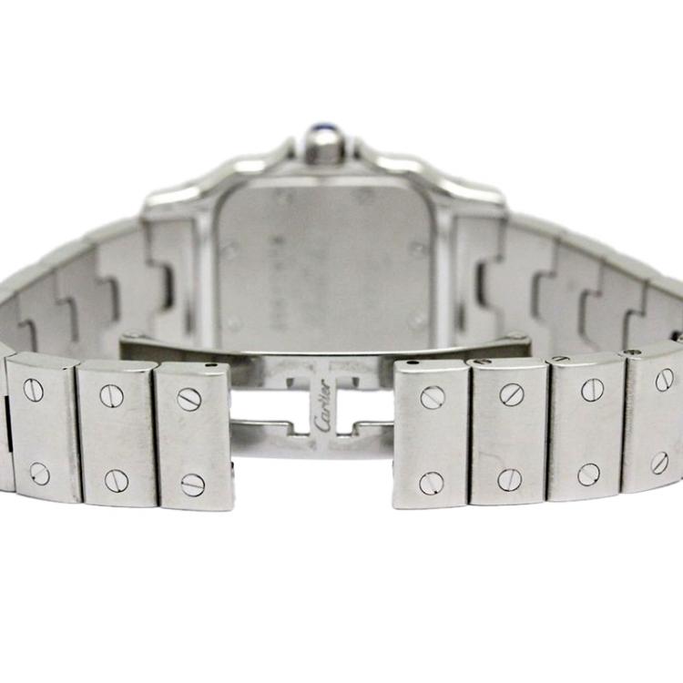 Pre Owned Cartier Silver Stainless Steel Santos Women's Wristwatch 24MM