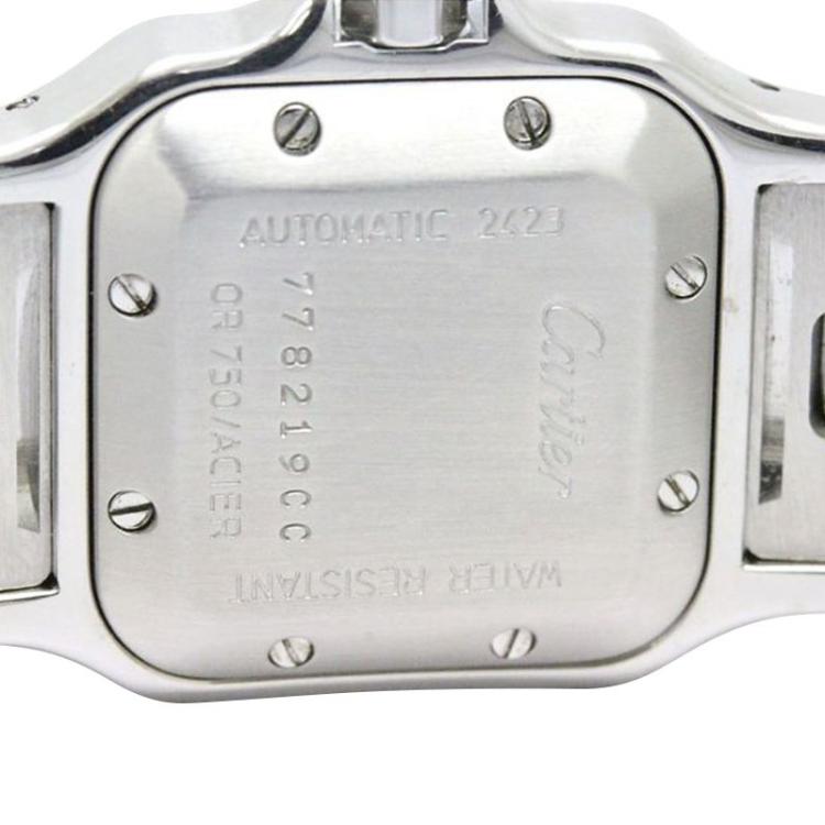 Pre Owned Cartier Silver 18K Yellow Gold and Stainless Steel Santos Galbee Women's Wristwatch 24MM