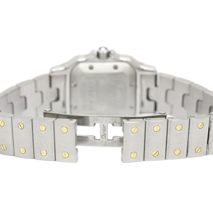 Pre Owned Cartier Silver 18K Yellow Gold and Stainless Steel Santos Galbee Women's Wristwatch 24MM