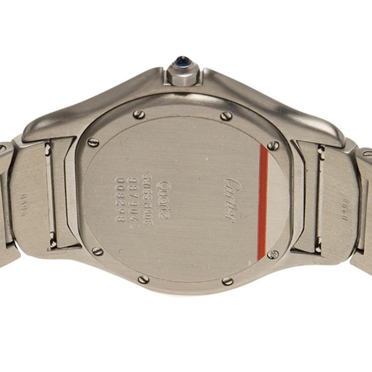 Pre Owned Cartier Cream Stainless Steel Cougar 987904 Mens Wristwatch 33 MM