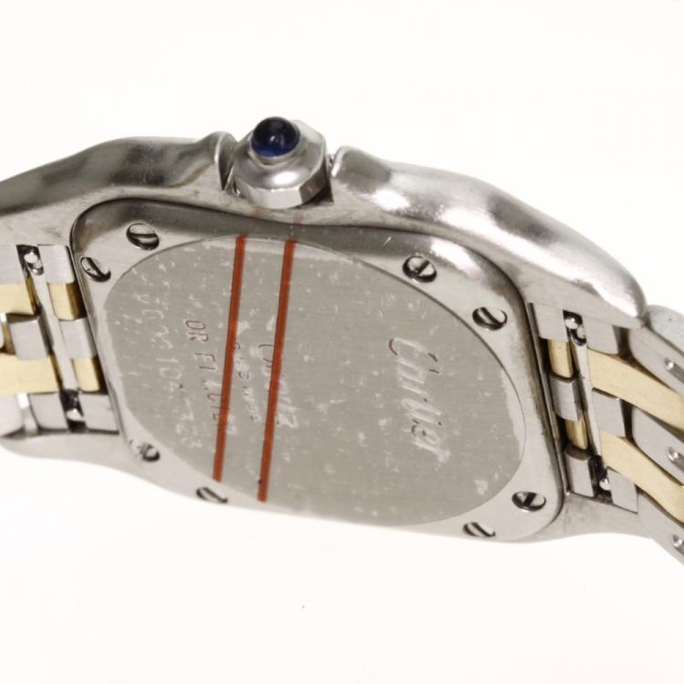 مملوكة مسبقًا Cartier White 18K Yellow Gold and Stainless Steel Panthere Women's Wristwatch 22MM