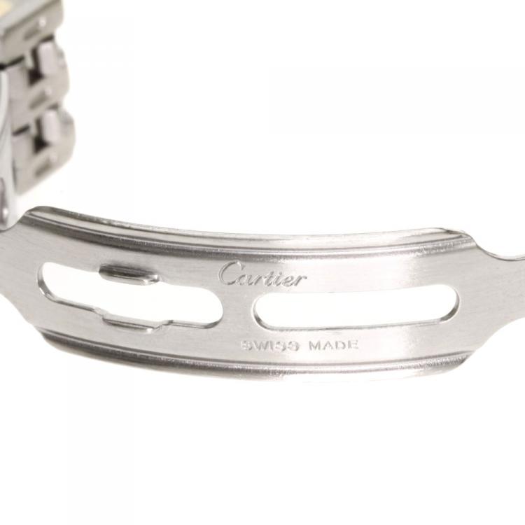 مملوكة مسبقًا Cartier White 18K Yellow Gold and Stainless Steel Panthere Women's Wristwatch 22MM