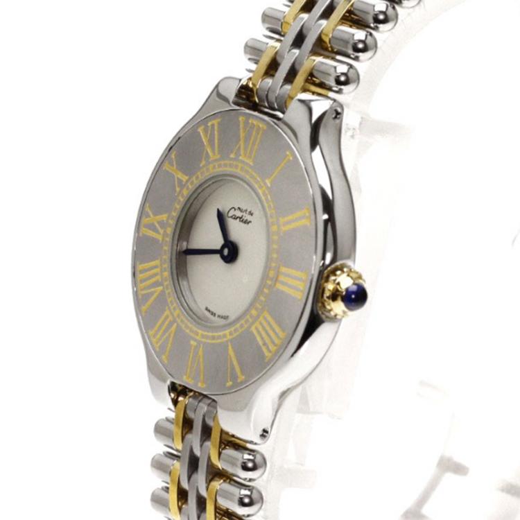 Pre Owned Cartier Ivory Stainless Steel Must 21 Women's Wristwatch 27MM