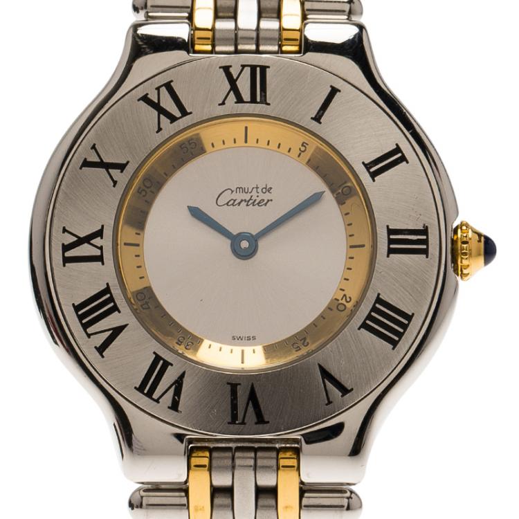مملوكة مسبقًا Cartier Silver Stainless Steel Must 21 Women's Wristwatch 31MM