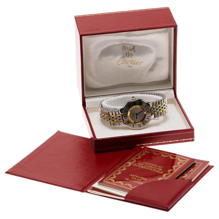 مملوكة مسبقًا Cartier Silver Stainless Steel Must 21 Women's Wristwatch 31MM