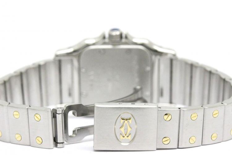 Pre Owned Cartier Silver 18K Yellow Gold and Stainless Steel Santos Galbee Women's Wristwatch 24MM