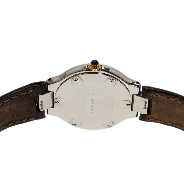 Pre Owned Cartier Silver Yellow Gold and Stainless Steel Must 21 de Cartier Women's Wristwatch 28MM